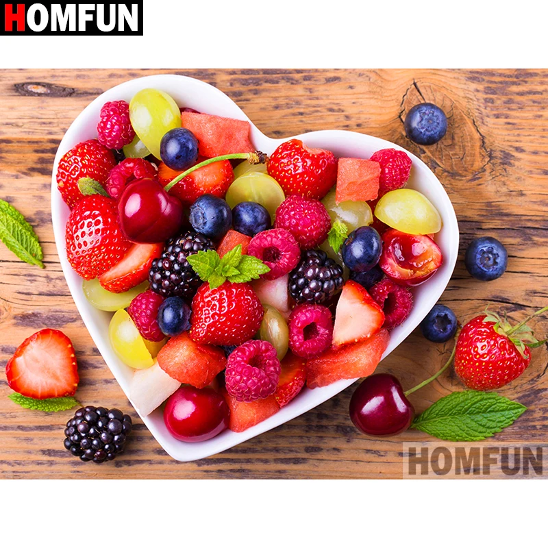 

HOMFUN Full Square/Round Drill 5D DIY Diamond Painting "Fruit plate heart" 3D Diamond Embroidery Cross Stitch Home Decor A21367