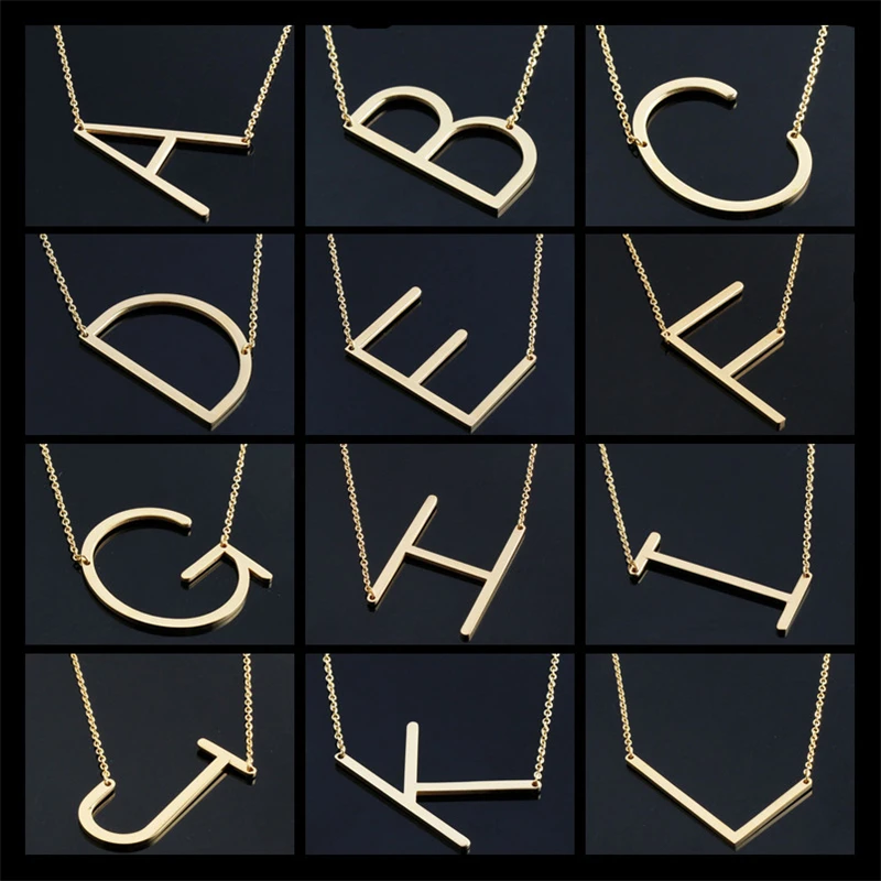 Initial 1Pc Necklace Stainless Steel Large 26 A S Letters New Personalized Pendant Jewelry