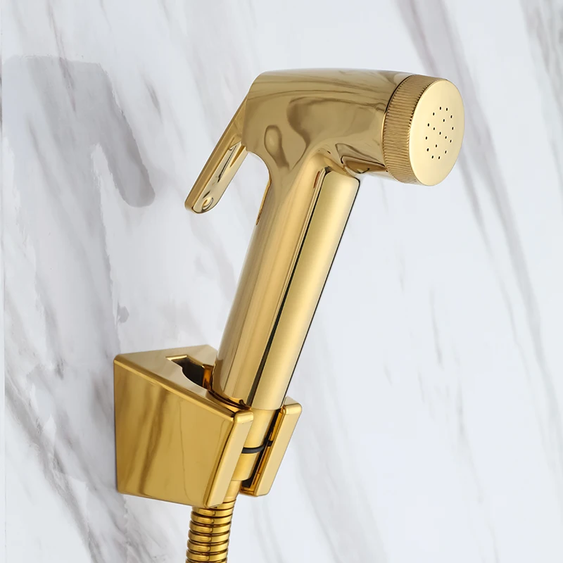 

Luxury gold ABS Plastic Toilet Hand held Bidet set ,Diaper Sprayer, Shower Shattaf Bidet Spray Douche kit Jet with holder hose