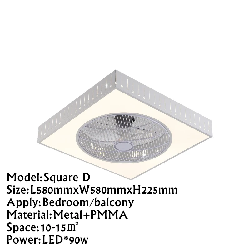 TRAZOS современные светодиодные потолочные лампы с вентиляторы для Гостиная 220V охлаждающий вентилятор круглый потолочный вентилятор-люстра с дистанционным Управление - Цвет корпуса: Square D