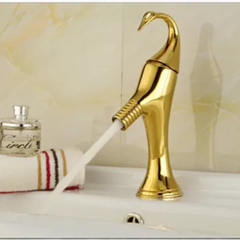 

New Full Copper Gold Polised Basin Sink Faucet Deck Mounted Mixer Bathroom Tap