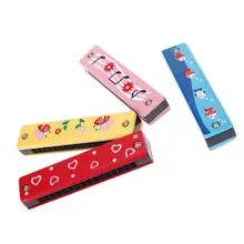 SZ-LGFM-Wooden HArmonica For Child Kids Music Educational Toy-Random Pattern