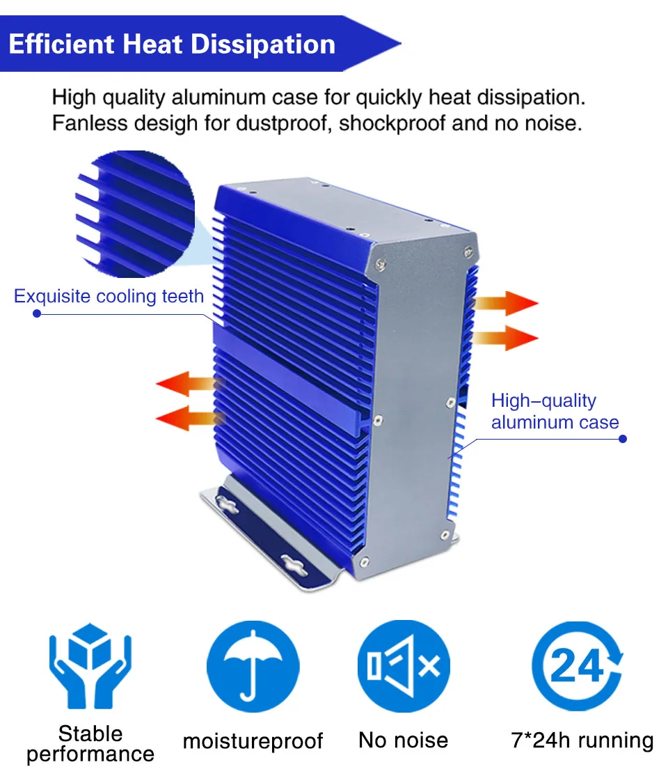 Безвентиляторный промышленный компьютер DDR4 мини-ПК с Intel Core i5 7200u 4 * COM 2 * LAN 2 * USB3.0 * 2USB2. 0 Поддержка 3g/4 г