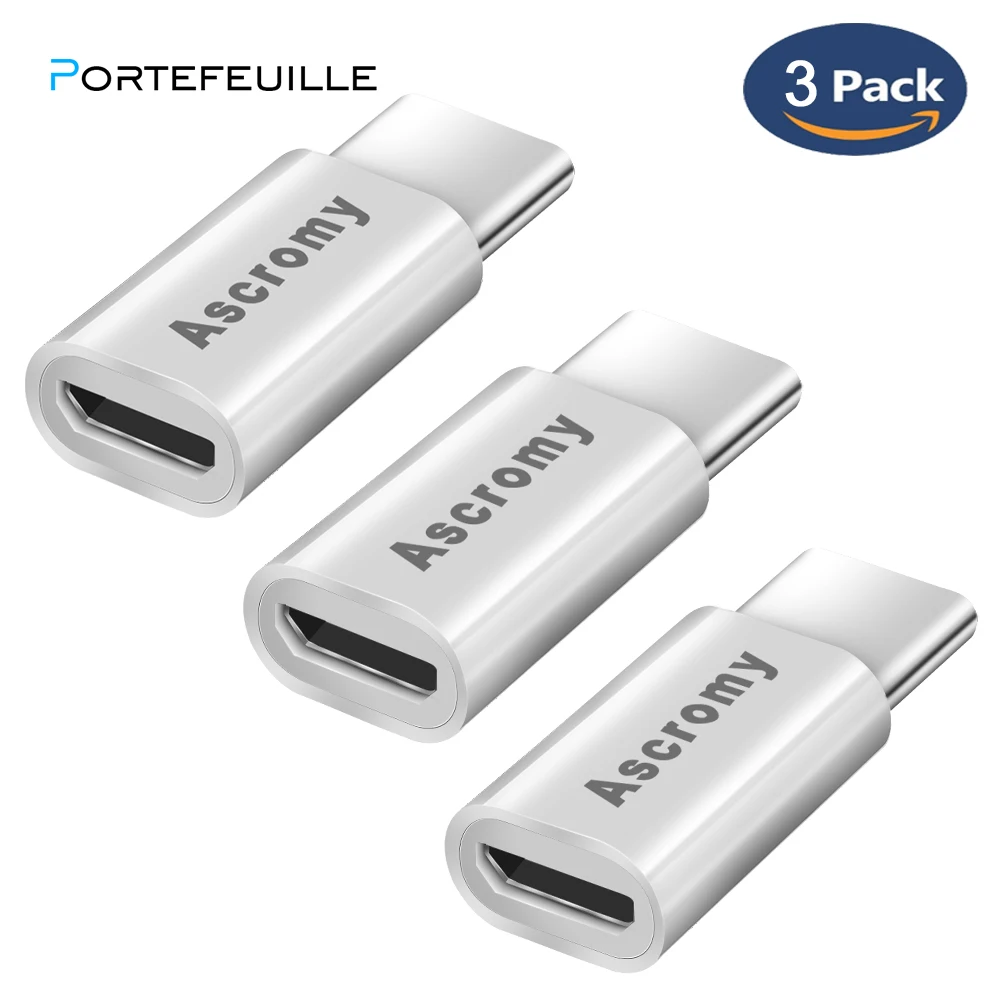 

PORTEFEUILLE 3pcs Micro Usb Type C Adapter For Samsung Galaxy S10 S9 S8 Note 8 LG V30 Google For Xiaomi Redmi Note 7 Usb-c Cable