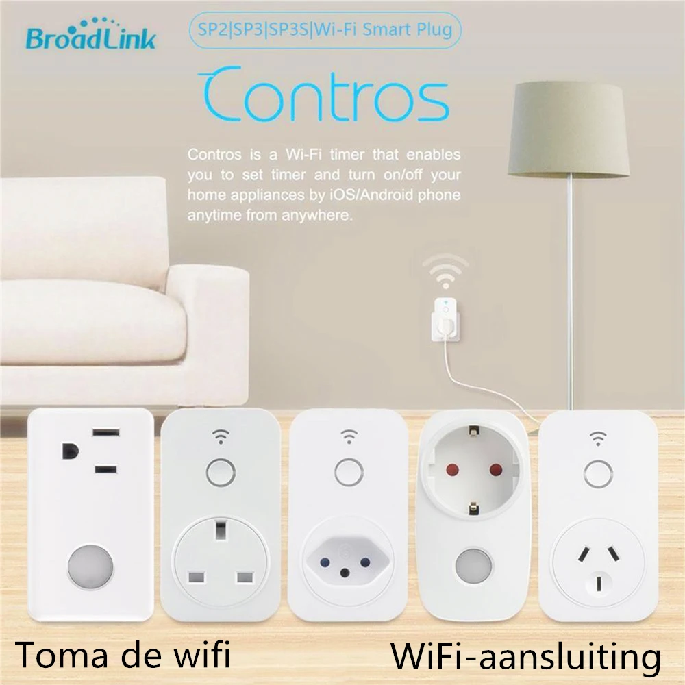 

Broadlink Smart Home Automation SP2 SP3 SP3S WiFi Switch Work for Alexa Google Home IFTTT AU UK BR US EU Plug APP Remote Control