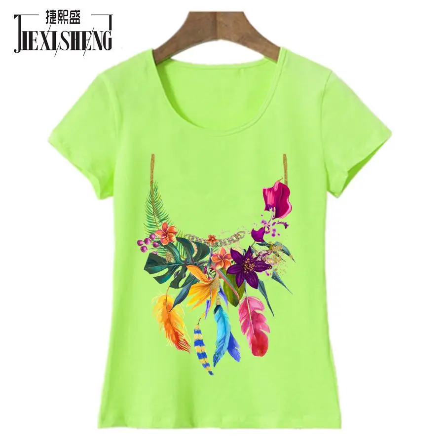 Fashion design Wreath Print Women t shirt Top Quality Short sleeve O Neck t-shirt Casual Loose Women's clothing