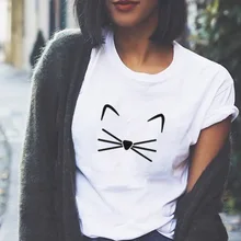 Gourd Doll Harajuku, черная футболка, женские топы, мультяшная кошка, лицо, буквенный принт, футболка, летняя, для отдыха, кавайный, Круглый ворот, рок Топ