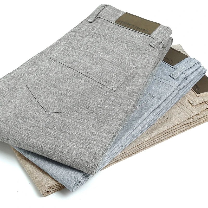 

Linen Pants Men 2019 New Arrival Mens Solid Casual Thin Linen Pant for Man Straight Breathable Trousers Pantalon en lin Homme 38