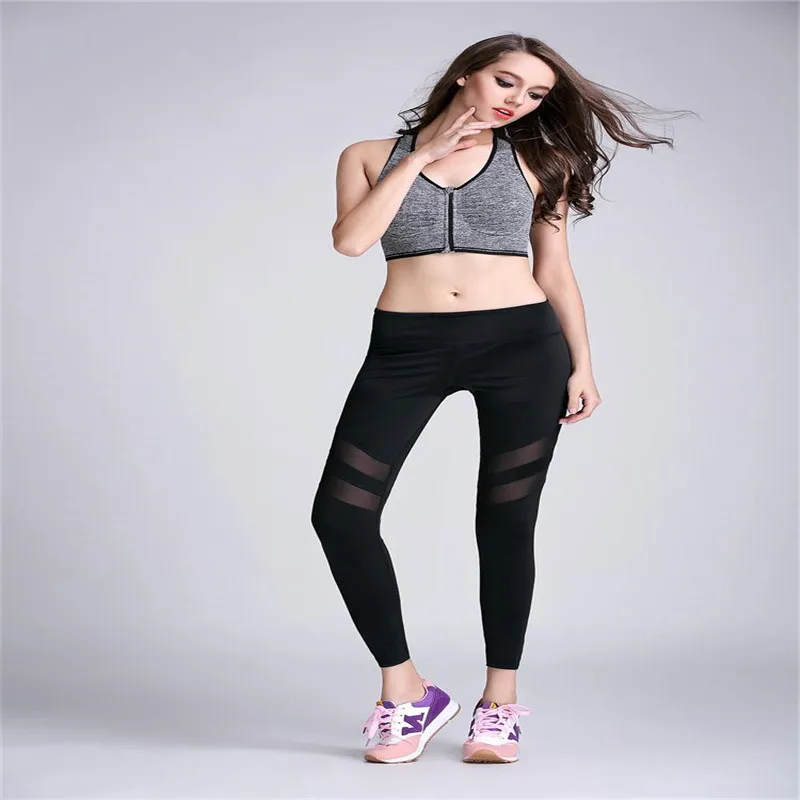 Hot Sale font b Women b font Sports Yoga Pants Running Tights Hollow net yarn font