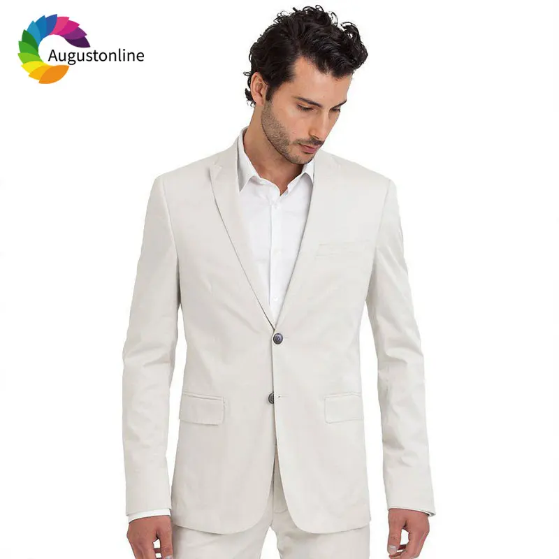 

Custom Made Linen Beige Men Suit Wedding Slim Fit Terno Masculino Groom Tuxedo Man Blazer Jacket Pants 2Piece Costume Homme