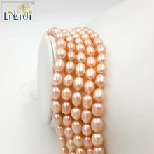 Натуральный розовый цвет пресноводные жемчужные бусы в форме Рисин 8-9 мм форма свободные бусины для DIY около 38 см
