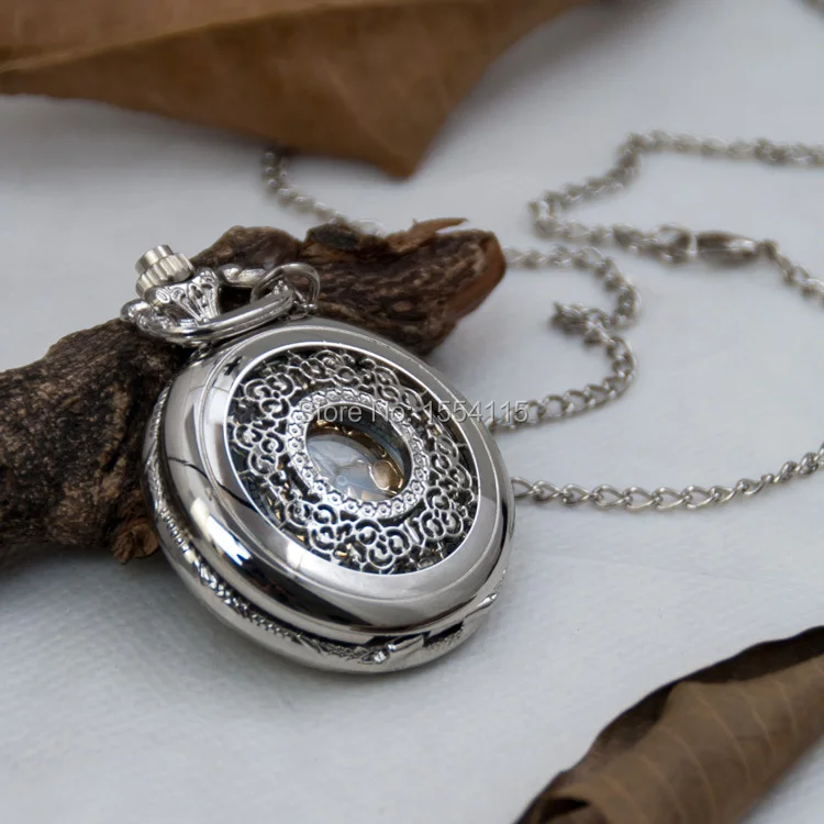 New Arrival Pocket Watch Necklace White Steel Hollowed Floral Korean Sweater Chain Student Fashion | Наручные часы