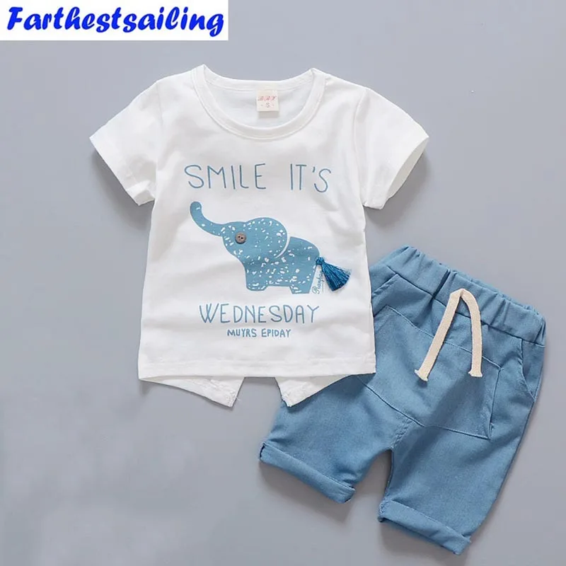 

Newborn Baby Boy Clothes Summer Infant Clothing Short Sleeved T-shirts Tops Striped Pants Kids Bebes SuitsToddler Outfits Set