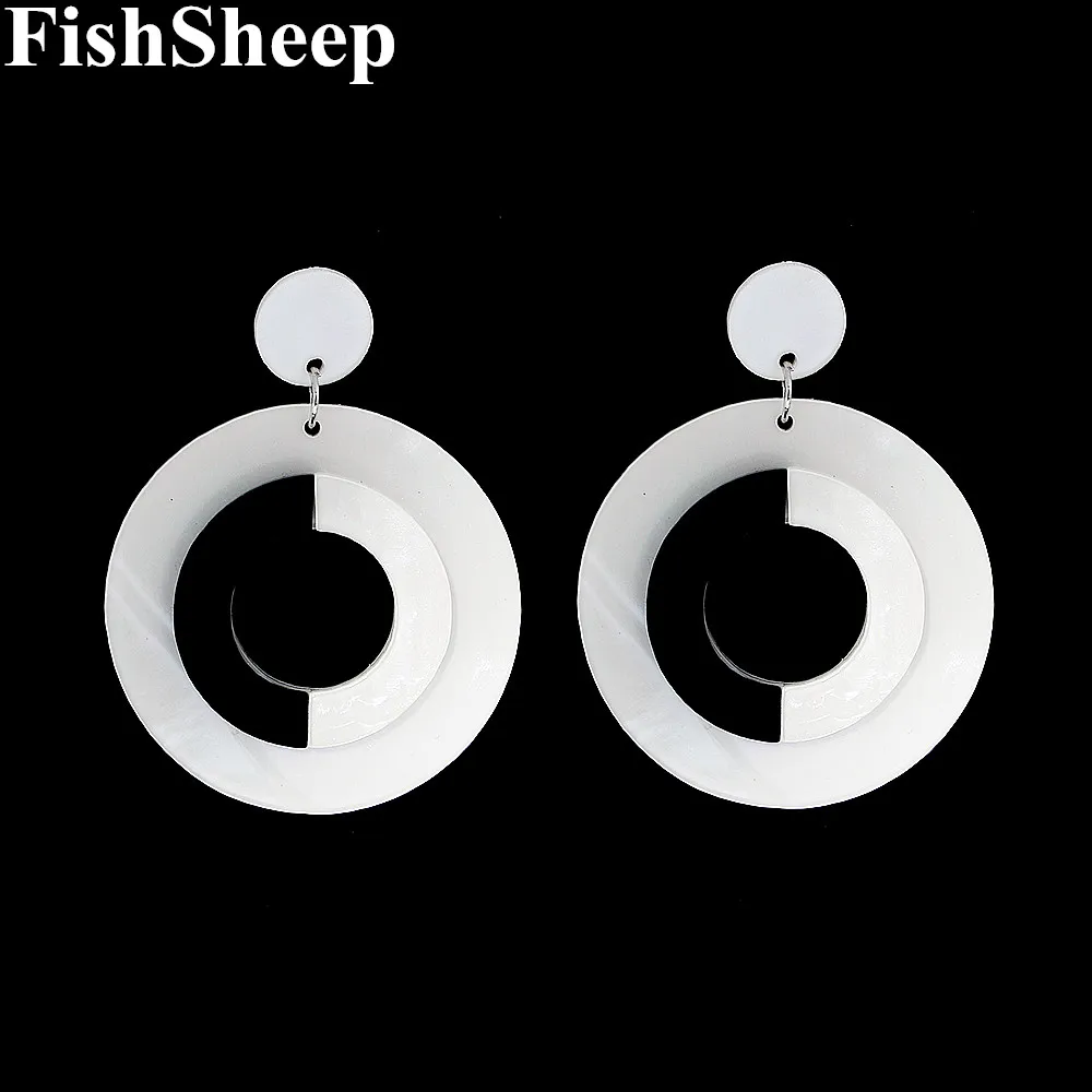 Fishsheep массивные круглые акриловые Висячие серьги для женщин богемные