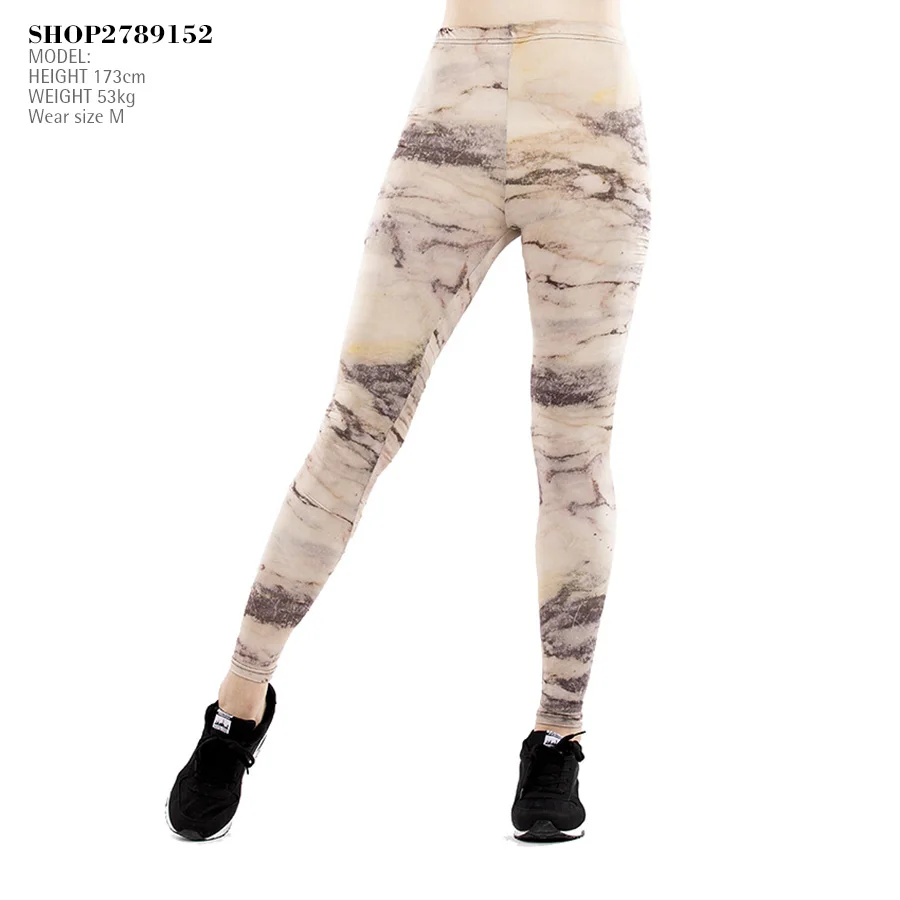 3D Print Marble pattern Leggings Length Pants Women Big Size Knitted