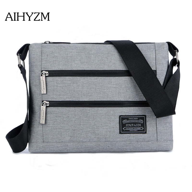 

AIHYZM New Crossbody Bags For Men Business Oxford Bag Double Zipper Designer Casual Shoulder Bags Brand Men Messenger Bags