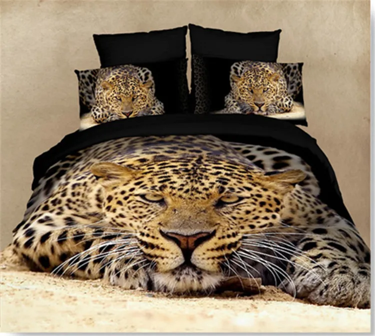 

black brown leopard animal 3d comforter bedding sets full queen size bed Egyptian cotton 600TC Adult bedroom decoration 4-5 pcs