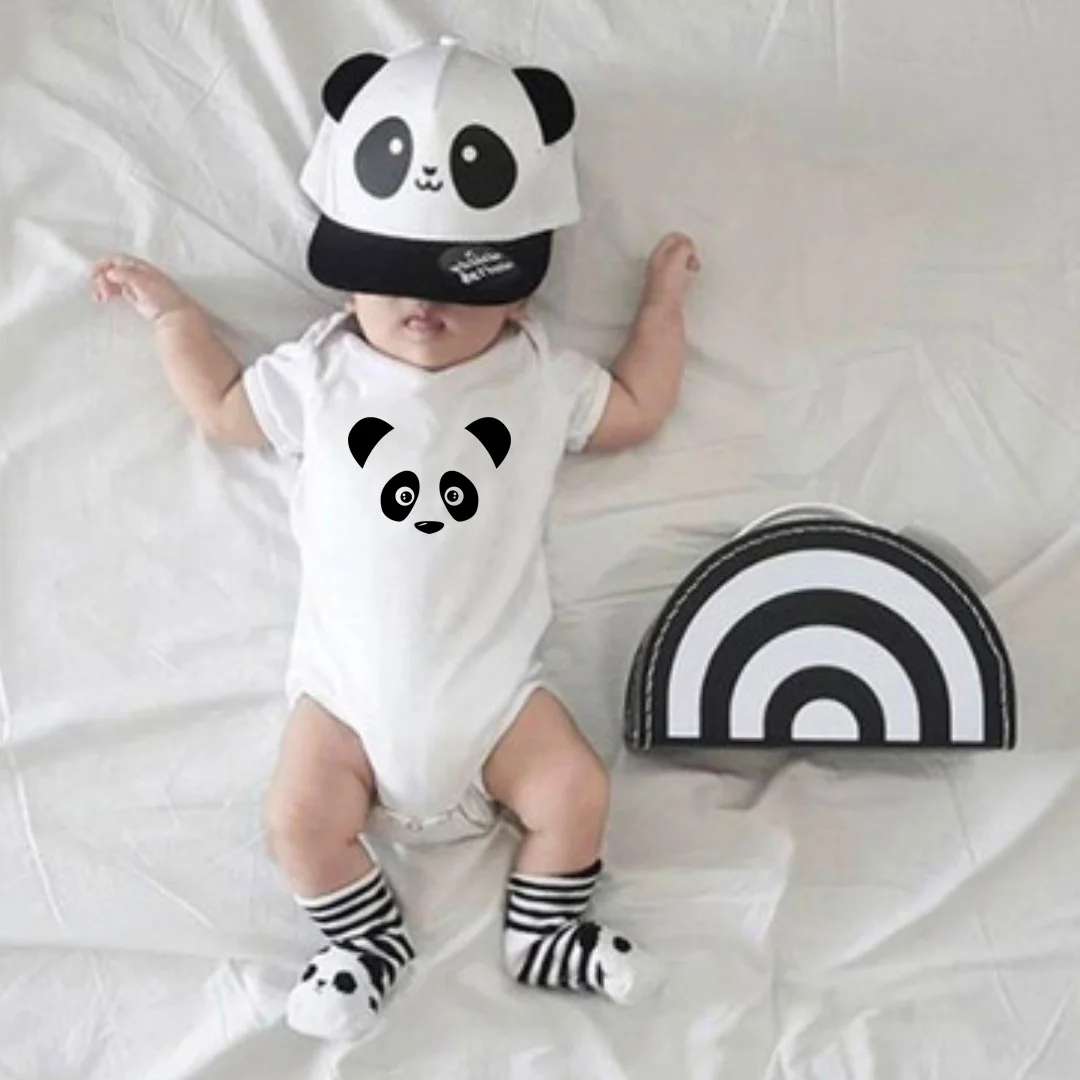 

Panda Baby Cotton Jumpsuit Onesie Boys Girls Newborn Kids Cute White Summer Short Sleeve Bodysuit Fashion Casual Clothes