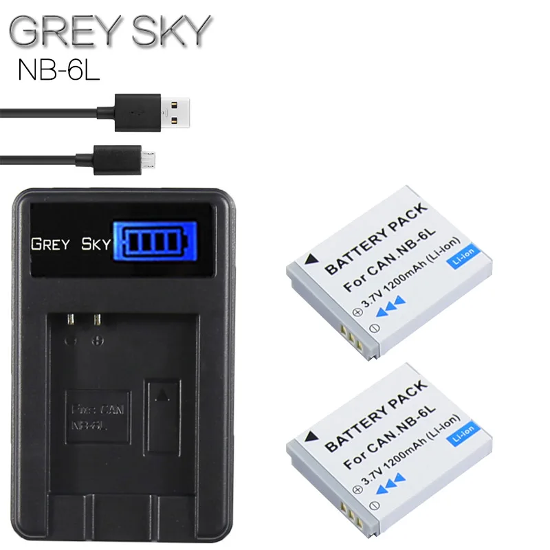

2pcs NB-6L NB-6LH Battery + LCD USB Charger For Canon IXUS 310 SX240 SX275 SX280 SX510 SX500 HS 95 200 105 210 300 S90 S95