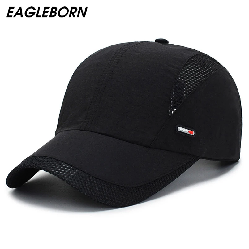 

Fashion Summer Baseball Cap Men Bone Dad Hat Breathable Mens Snapback Sun Cap for Summer Outdoor Quick Drying Mesh Black Cap