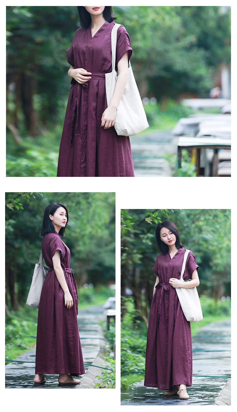 v neck linen dress (7)