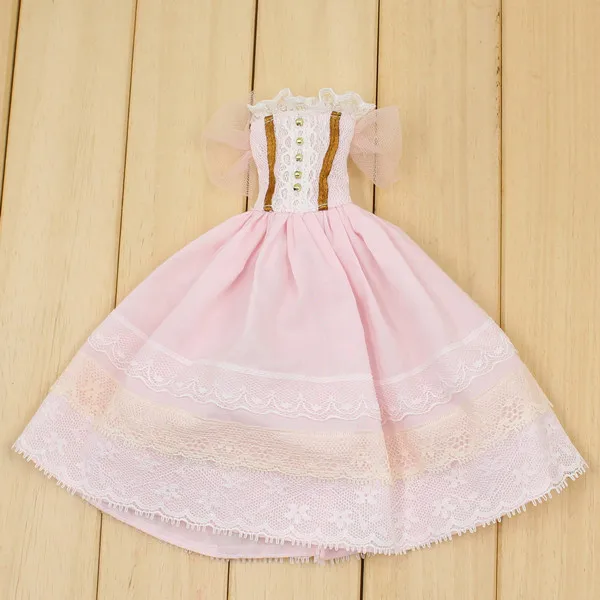 Одежда для 1/6 Блит розовый и голубой длинное платье с Головные уборы и Кружева - Цвет: 1 pink dress
