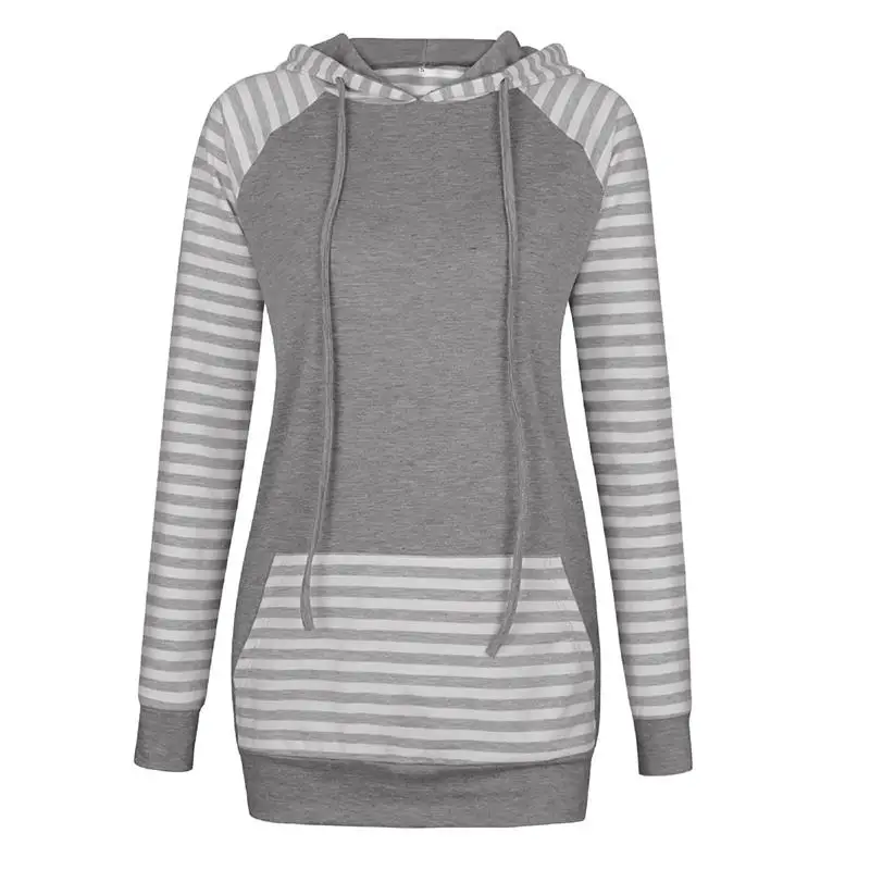 2017 Autumn Winter Hooded Sweatshirt Women Stripe Long