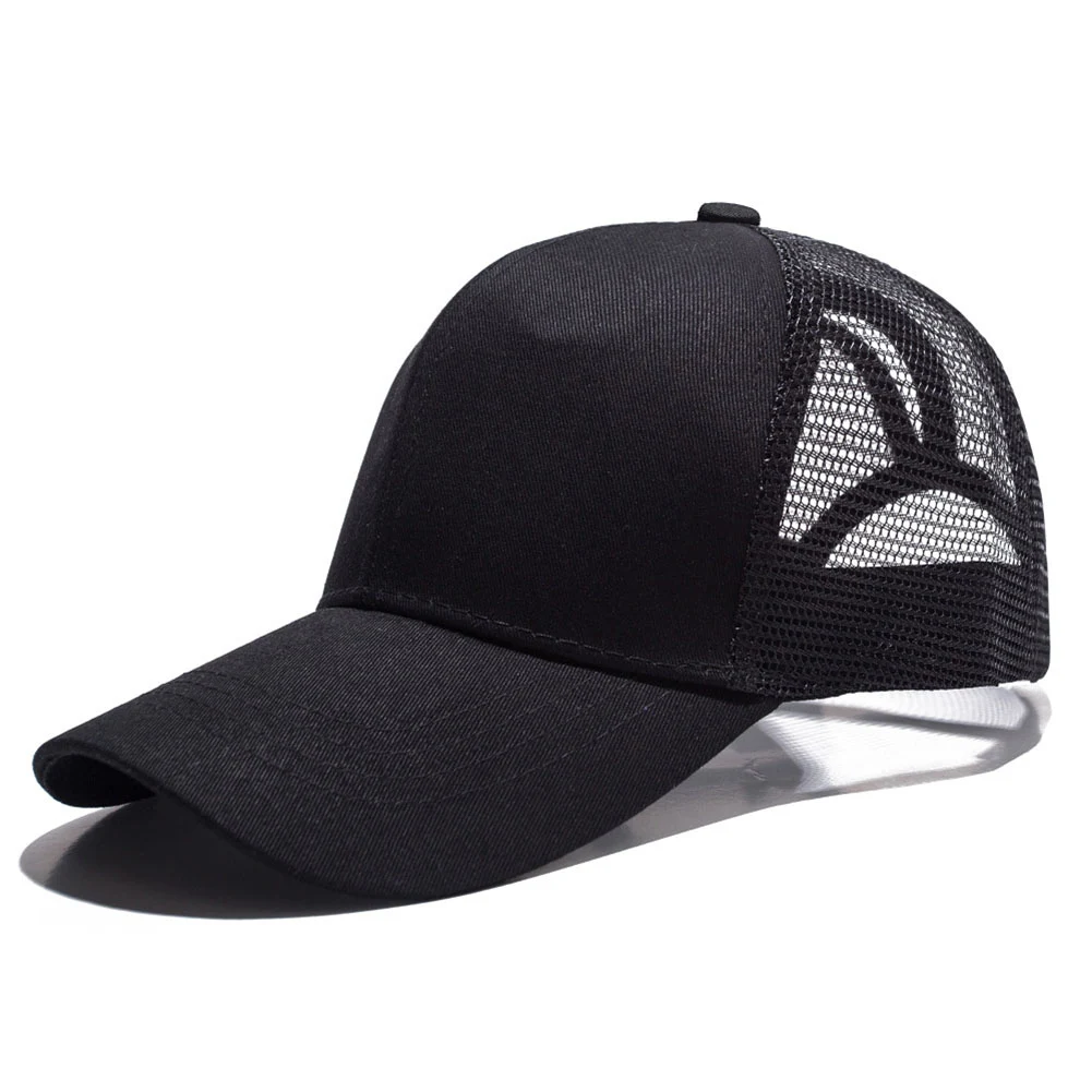 Черный Женская кепка Snapback для папы, сетчатая Кепка для дальнобойщика, летняя кепка, Женская Регулируемая Кепка в стиле хип-хоп, блестящая бейсболка с конским хвостом - Цвет: Черный