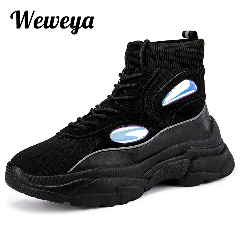 

Weweya Sneakes Woman Unisex Plus Size 44 Sock Shoes 2019 Breathable Footwear Men Casual Shoes Platform Couple Sneakers
