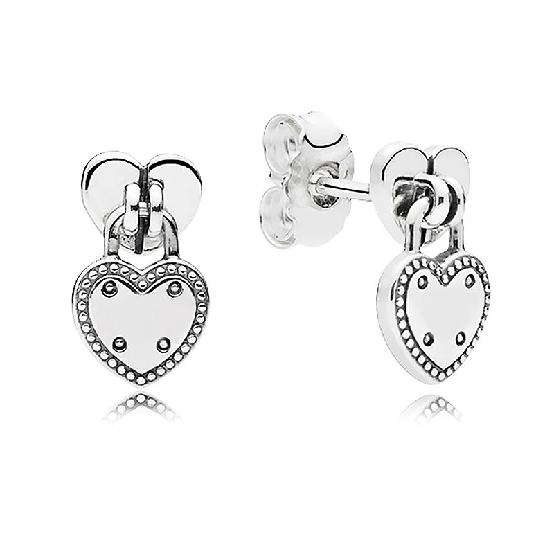 

New 925 Sterling Silver Earring Padlock-inspired Love Locks Stud Earrings For Women Party Gift Fine Valantine Europe Jewelry