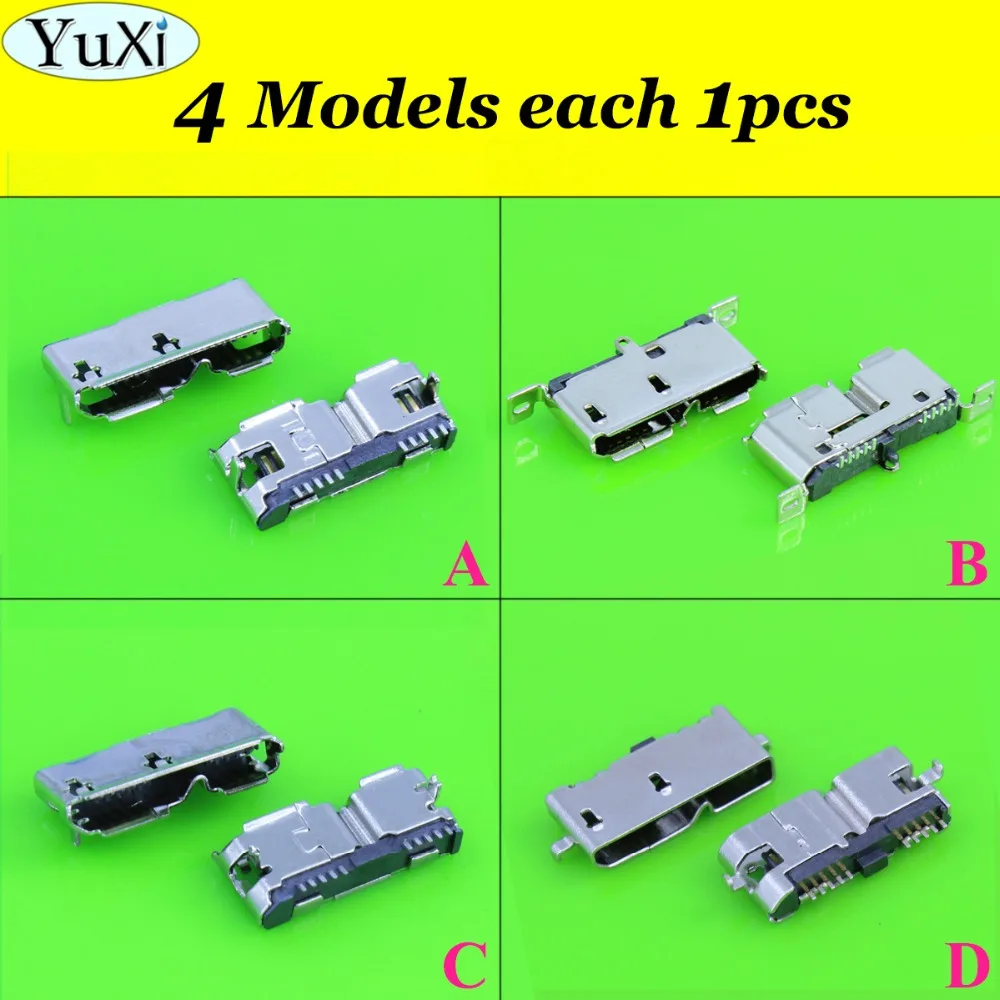 

YuXi 4PCS MICRO USB 3.0 Female Plug Jack DIP/SMT Mobile Hard Disk Interface Connector 2 Fixed Pins Plate Inserted Socket