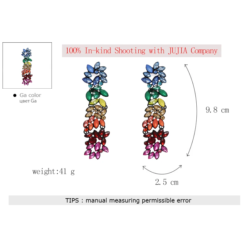 Модный кристалл оптом вечерние серьги свисающие разноцветные радужные ювелирные изделия для женщин серьги