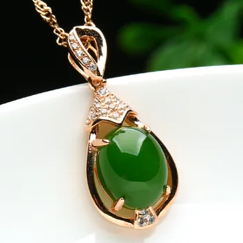 

Natural and Tian Biyu set zircon Silver Pendant double color optional 925 + certificate