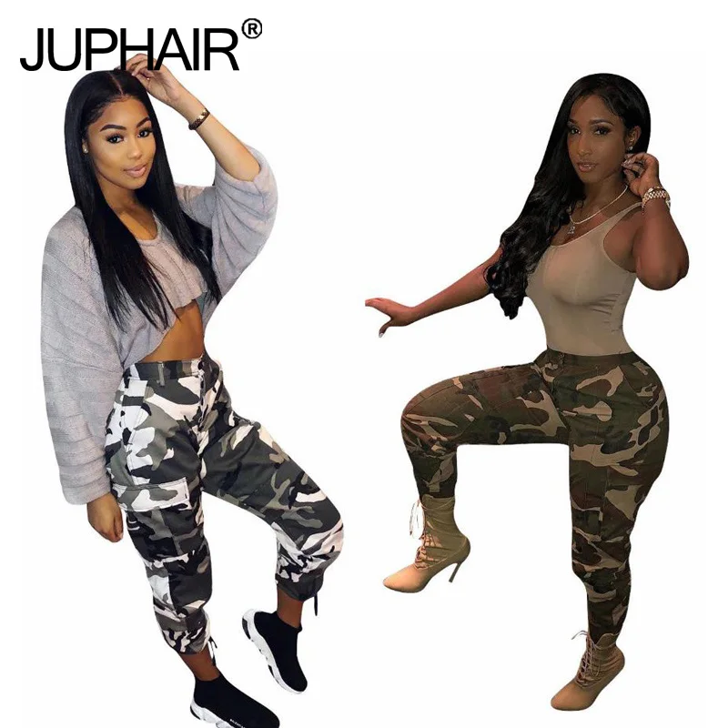 

Fashionable High Waist Camo Women's Cargo Pants Casual Girls Cotton Sexy Fitness Winter Tight Pants Autumn Camouflage Trousers