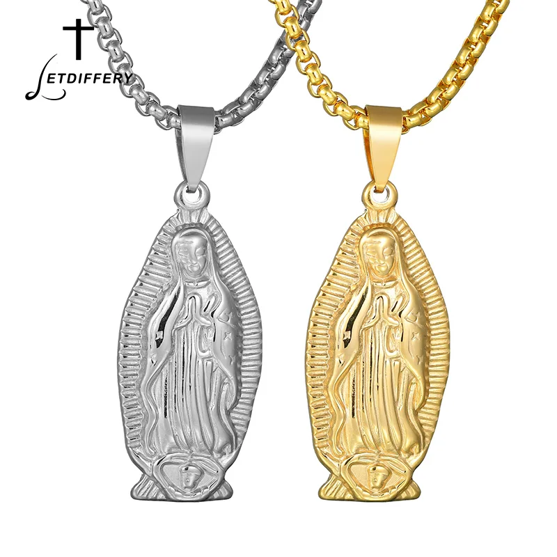 Letdiffery Collare Virgin Mary Pendant Necklace Gold Color Christian