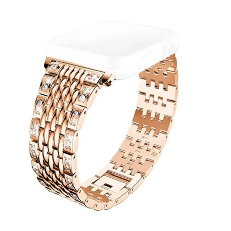 Rose Gold Подходят для Apple Watch металлические ромбовидные мягкие часы - Цвет: Rose Gold