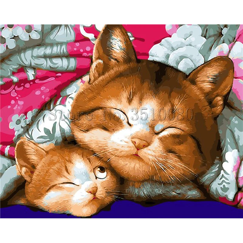

Two cats in the quilt room decor Embroidery Pattern diamond 5D DIY paintings 3D Cross stitch kits mosaic wall stickers RS1357