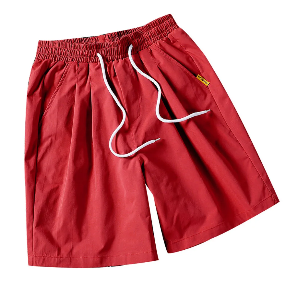 

2019 men's summer solid color beach shorts men swimwear loose belt beach shorts plus size men quick dry swim beach shorts 40J17