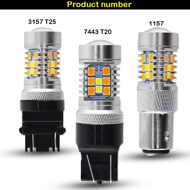 IJMD автомобильный 7443 светодиодный 1157 светодиодный 3157 светодиодный лампочка Белый/янтарный Переключающийся светодиодный лампочка для переднего поворотного сигнала+ нагрузка резистор комбинированное предложение