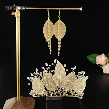 

TOPQUEEN Luxury Bridal Hair Accessories Gold Rhinestone Headband Wedding Tiara Hair Ornament Wedding Hair Jewelry HP212