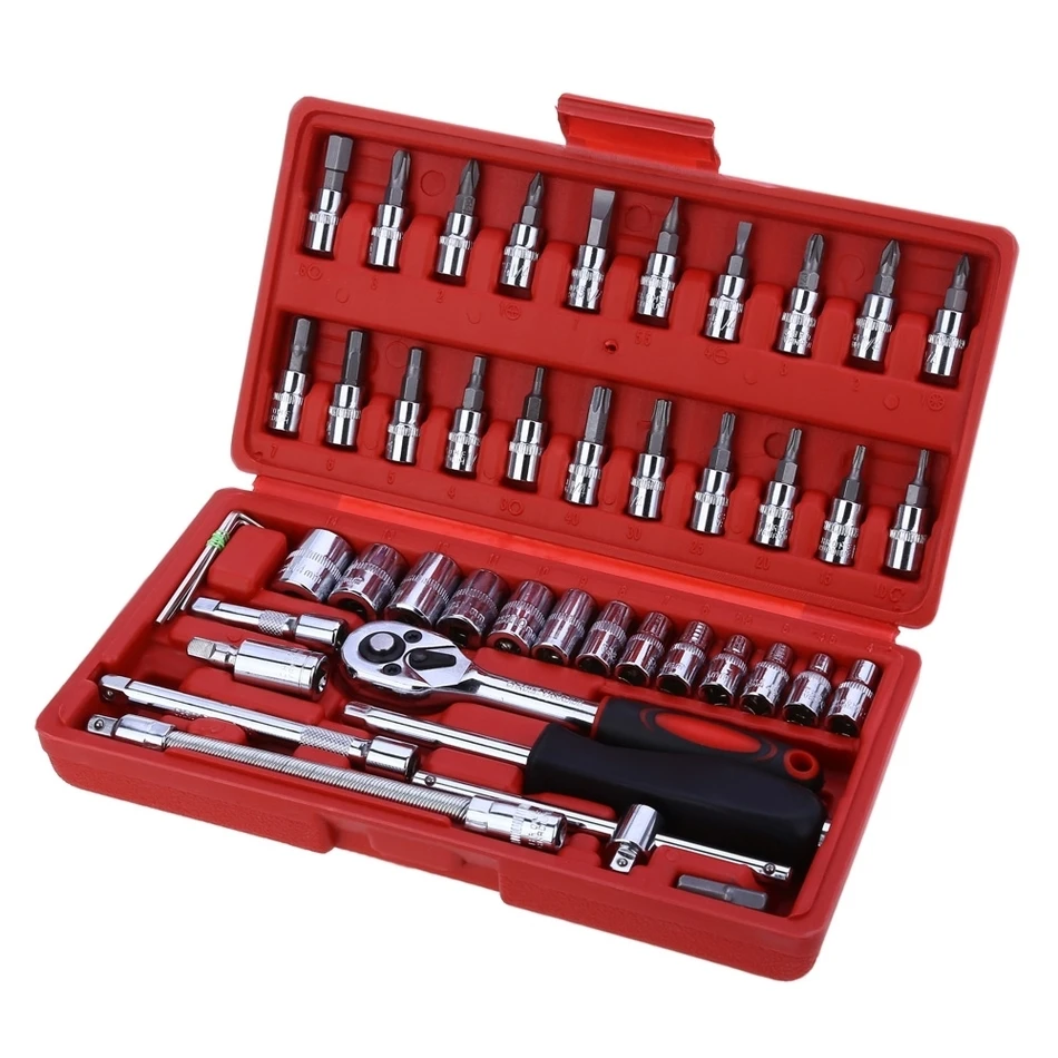

High Quality Car Repair Tool 46pcs 1/4-Inch Socket Set Car Repair Tool Ratchet Torque Wrench Combo Tools Kit Auto Repairing tool