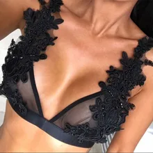Бюстгальтер без косточек с цветочной вышивкой, сексуальный прозрачный кружевной бюстгальтер без косточек с бахромой, женское нижнее белье с регулируемыми бретельками