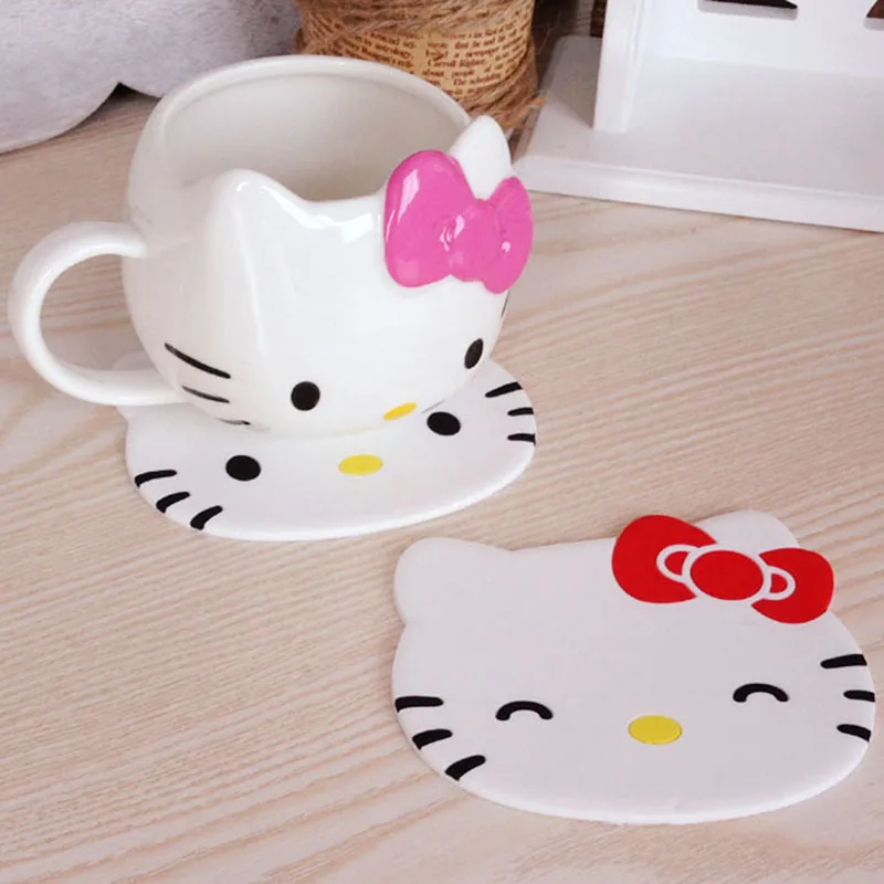 Cartoon 1PCS Silicone Drink Pads Dining Table Placemat Coaster Hello Kitty Kitchen Table Accessories Mat Cartoon 1PCS Silicone Drink Pads Dining Table Placemat Coaster Hello Kitty Kitchen Table Accessories Mat