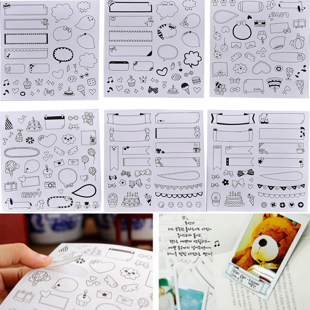 

Peerless 6 Sheets/set Black Calendar Paper Sticker For Photo Album Decor Scrapbook Calendar Diary Planner Sticky