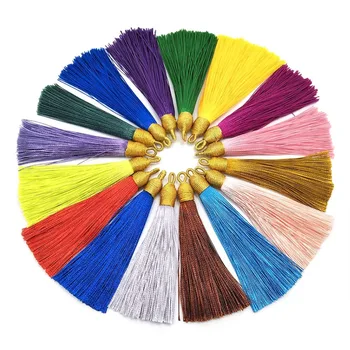 

32pcs About 85mm Length Chinese Knot Tassels Handmade Long Silk Gold Map Tassel Pendants for Tassel Jewelry Supplies Making