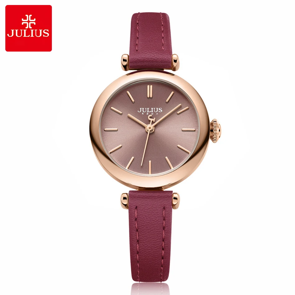 Goedkoop Nieuwe Mode Dame vrouwen Horloge Japan Quartz Uur Eenvoudige Jurk Armband Lederen Klok meisje Verjaardagscadeau Julius