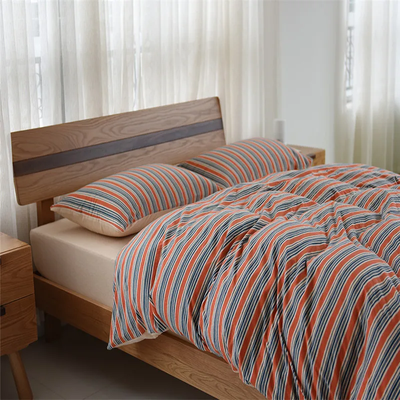 Red Blue Pinstripe Pattern/Simple Size 4pcs Bedding Sets Cotton Bed