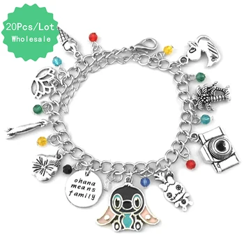 

20 Pcs a Lot Lilo and Stitch Theme Bracelet Wristlets Anklets Wristbads Links Chain Ohana Means Family Girls Christmas Gift 10