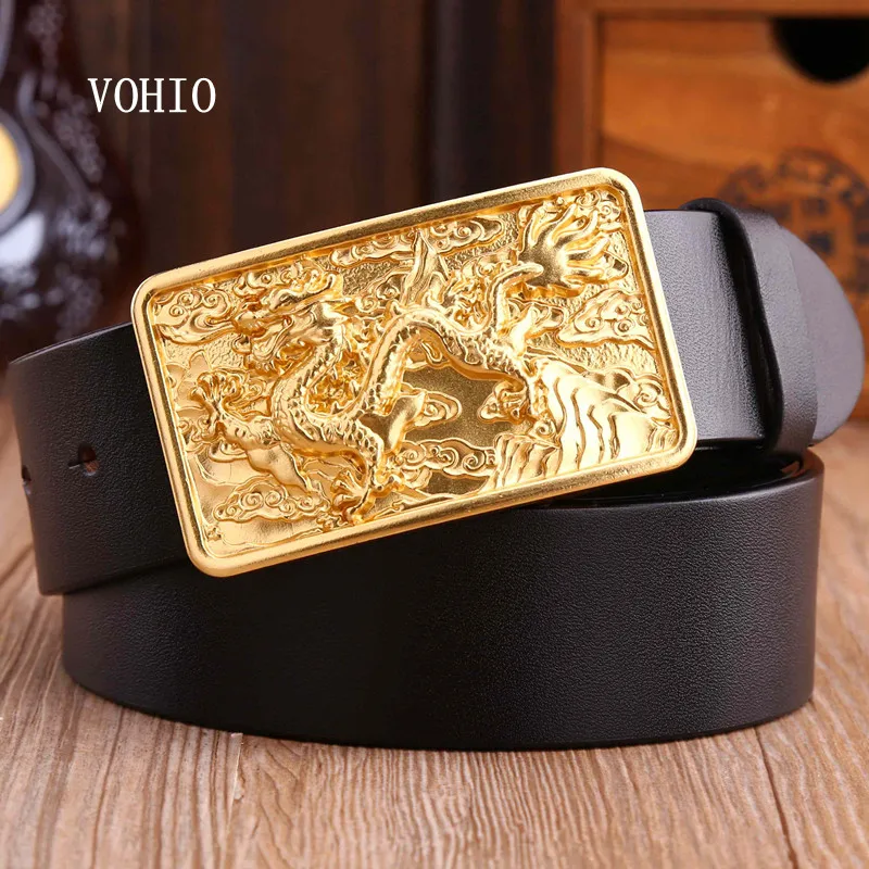 VOHIO gold Dragon Designer Luxury Brand Belts for Mens Genuine Leather ...