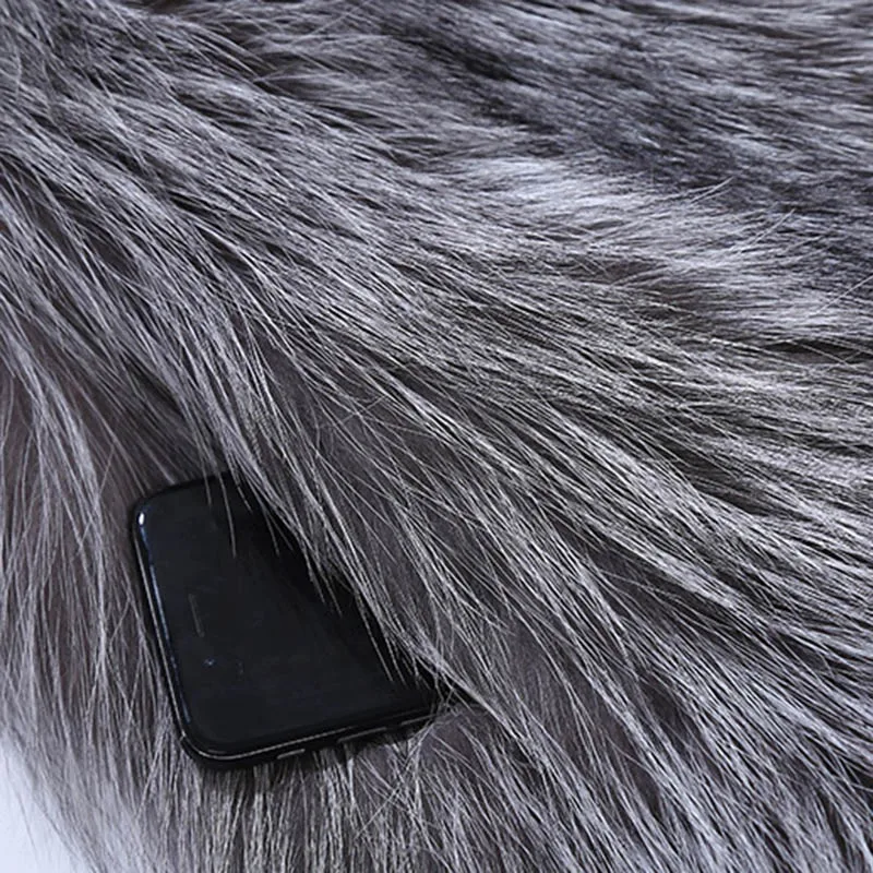 Мужская кожаная куртка BFFUR теплая из натурального Меха чернобурки пальто
